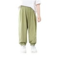 thumbnail image 3 of Jalioing 2 Pack Kids Lounge Trousers Elastic Waist Lightweight Long Bloomers Breathable Cuffed Joggers for Toddlers, 3 of 7