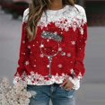 thumbnail image 5 of Suéteres navideños con estampado de copos de nieve, suéteres de cuello redondo y manga larga para mujer, suéteres de copa de vino, suéteres para mujer, 5 of 5