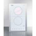 thumbnail image 2 of 115V 2-burner cooktop in white ceramic Schott glass with digital touch controls and stainless steel frame to allow installation in 15" wide counter cutouts", 2 of 2