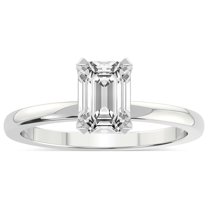 IGI Certified 2 Carat Emerald Shape Lab Grown Diamond Engagement Ring | 14K White Gold |Lyla Hidden Accents SolitaireLab Diamond Ring | FG-VS1-VS2 Quality Friendly Diamonds