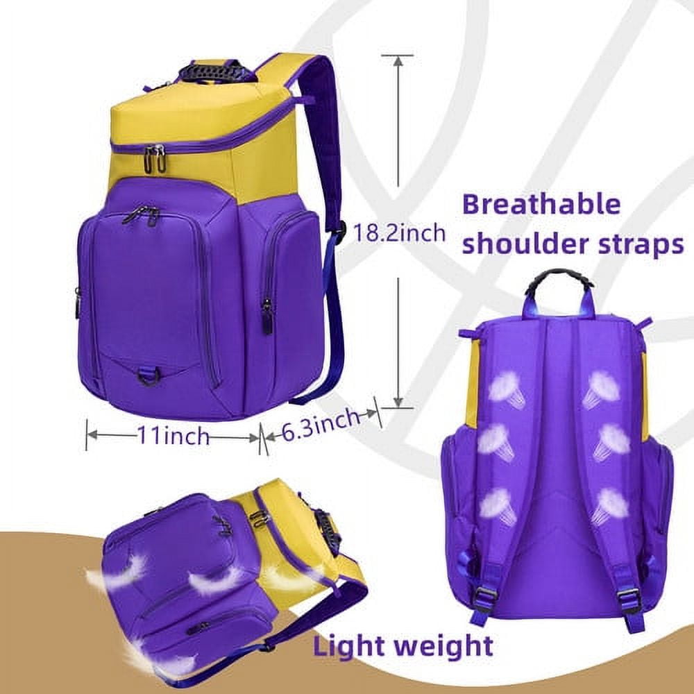 Sports Bag for Basketball, Soccer & More Basketball Backpack with Ball Holder & Shoes Compartment
