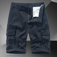 thumbnail image 2 of WERYOUNG Men Summer Solid Color Casual Wash Pocket Cargo Shorts Versatile Trunks, Dark Blue, 29, 2 of 4