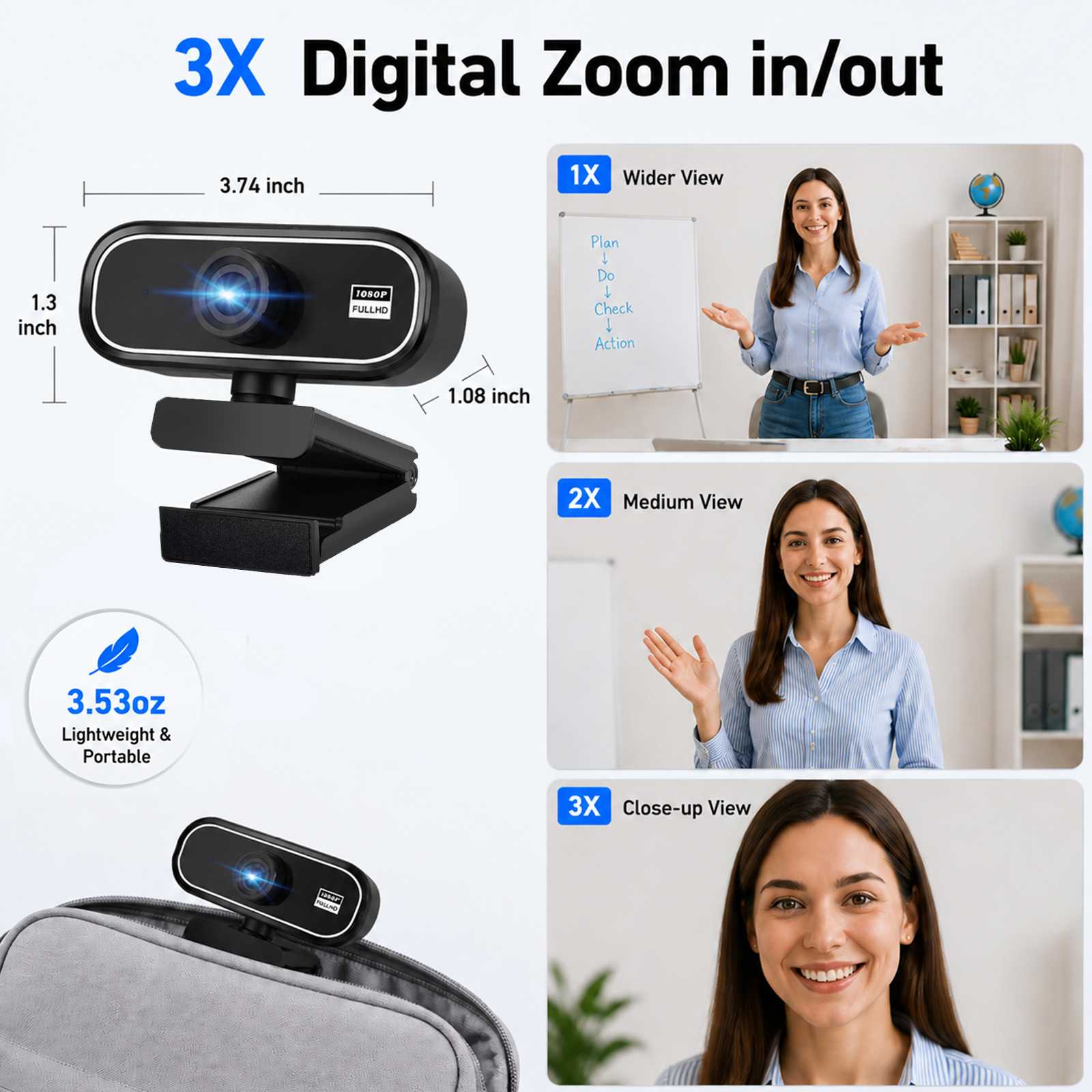 RONY 1080P Webcam with Auto Focus & Noise Canceling Mic photo 2