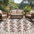 thumbnail image 4 of Orange Floral Round Area Rug 8Ft Washable Large Circle Rugs for Living Room Dorm, Abstract Watercolor Flower Leaf Plant Non-Slip Carpet Floor Mats Indoor Outdoor Carpet Runner Aesthetic Home Decor, 4 of 8