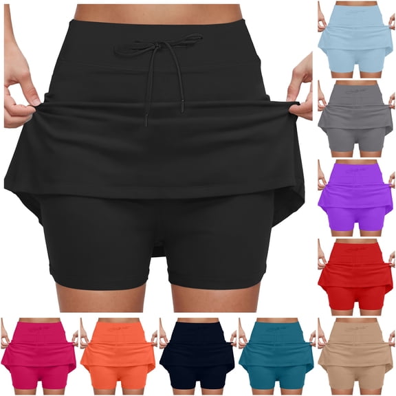 zaveiop Versatile Skorts for Woman with Shorts Underneath,Plus Size Dressy Casual Athletic Tennis Short Skirts with Pockets (Hot Pink, XL)