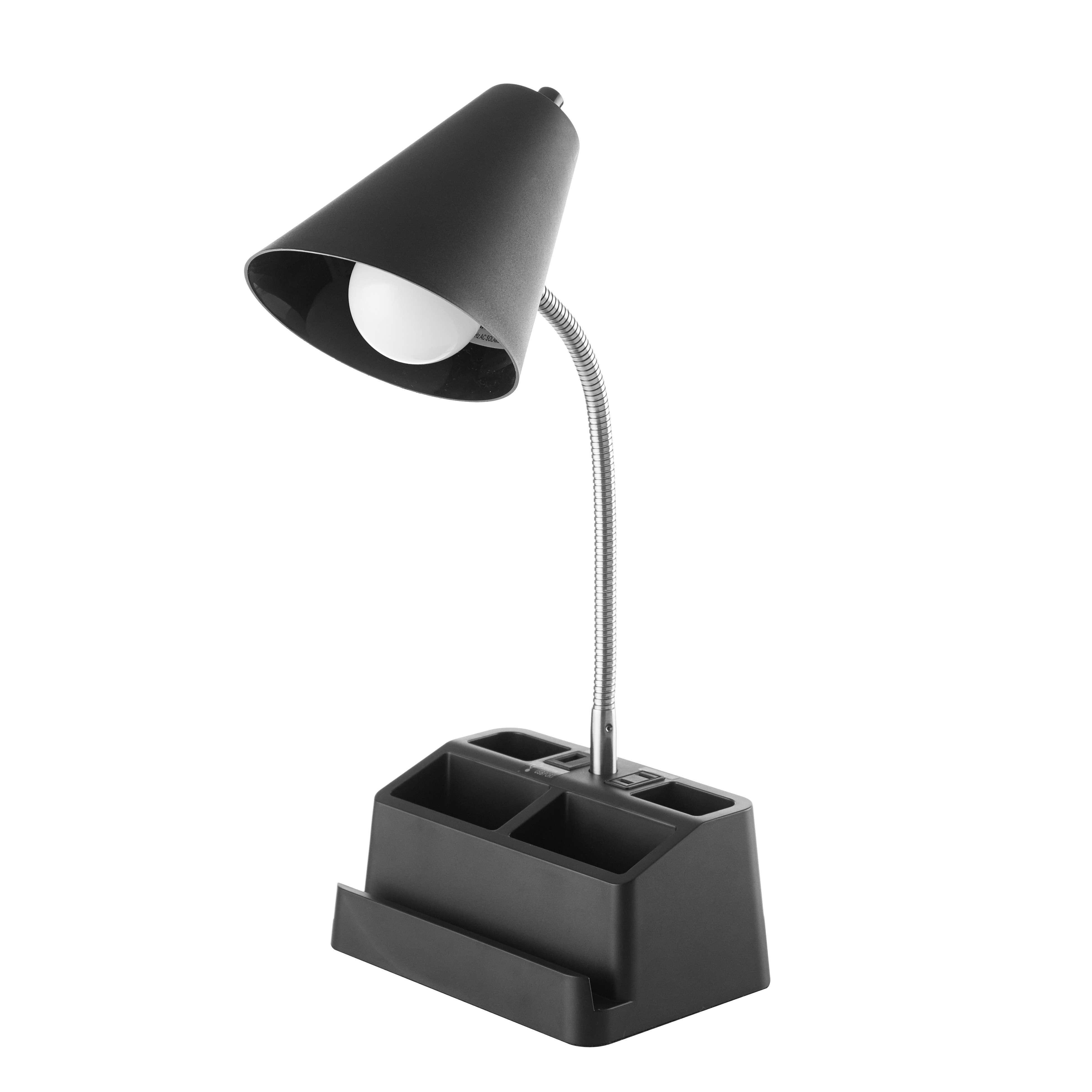 Mainstays 15" LED Gooseneck Desk Lamp with Organizer photo 4