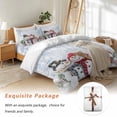 thumbnail image 7 of Christmas Bedding Duvet Cover Set Queen Size 4 Pieces Cute Winter Snowman Snowing Scenery Wood Grain Bedding Set with Zipper Closure, 1 Comforter Cover 90x92 Inches 1 Flat Sheet & 2 Pillow Cases, 7 of 7