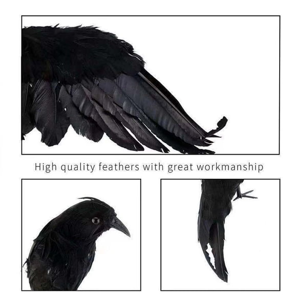 2PCS Black Lifesize Raven Prop for Halloween Decoration and Pranks