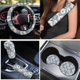 thumbnail image 3 of Yuyamidu Daisy Car Seat Cover Full Set Car Floor Mats Auto Seat Belt Cover Steering Wheel Cover Coasters Gear Shift Cover Auto Decor, 15 PCS, 3 of 6