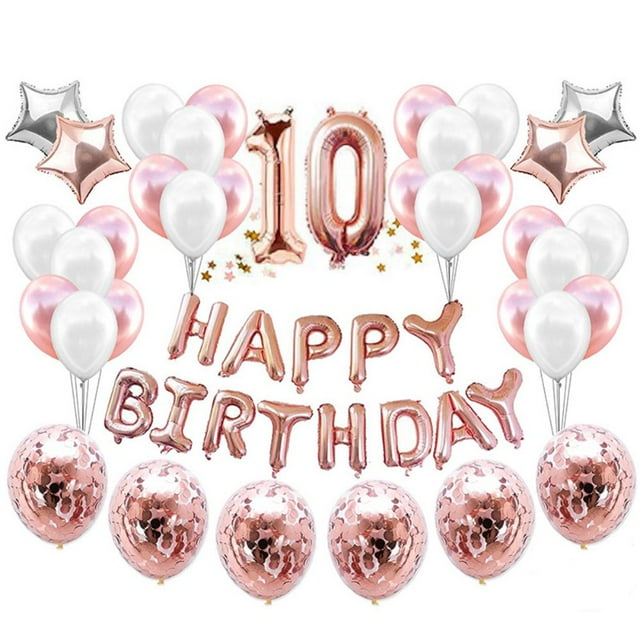 Happy Birthday Number Star Balloons Confettis Set Home Restaurant Party Decor