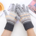 thumbnail image 5 of Women Men Warm Stretch Knitted Gloves Mittens Winter Keep Warm Christmas Snowflakes Print Knitting Golves Outdoor Riding Driving Mittens With Plus, 5 of 5