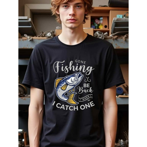 natee Funny Fishing T-shirt: Gone Fishing, Be Back When I Catch One,