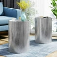 thumbnail image 2 of Christopher Knight Home Kaylee Modern Round Hammered Iron Accent Table (2 Pack) -Silver, 2 of 5