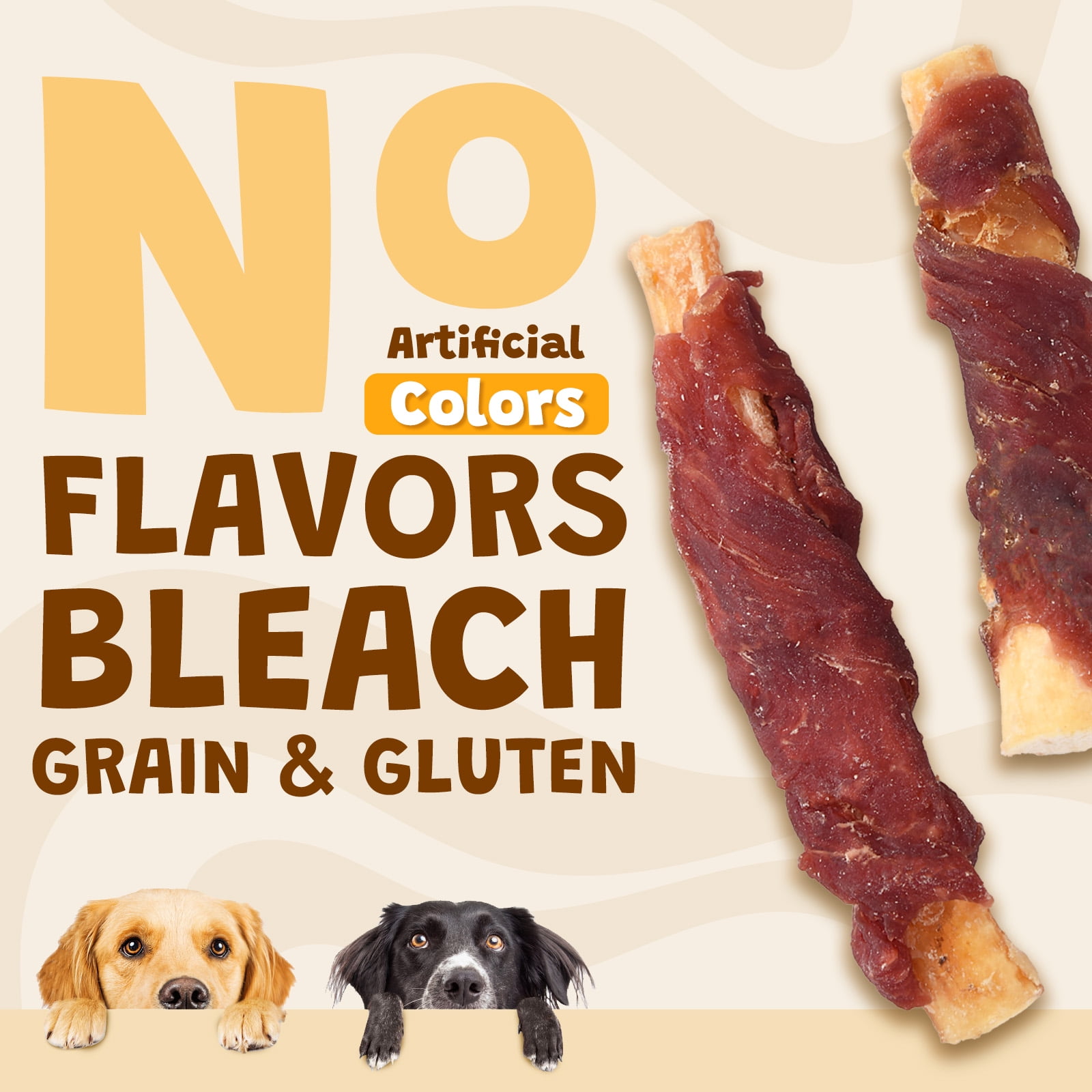 (2 pack) ASMPET Duck Wrapped Beef Cartilage Dog Treats, Dental Chewy Dog Soft Bone for Small, Medium, Large Dogs (10.6OZ, No Rawhide)