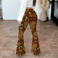thumbnail image 4 of Owordtank Women's Vintage Patterned Flare Pants High Waisted - 70s Retro Hippie Bell Bottoms Made from Soft Stretchy Yoga Pant Material, 4 of 8