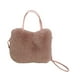 thumbnail image 5 of Bolso de hombro de felpa con correa para hombro, bolso de invierno y moderno, con asa superior Rosa, 5 of 7