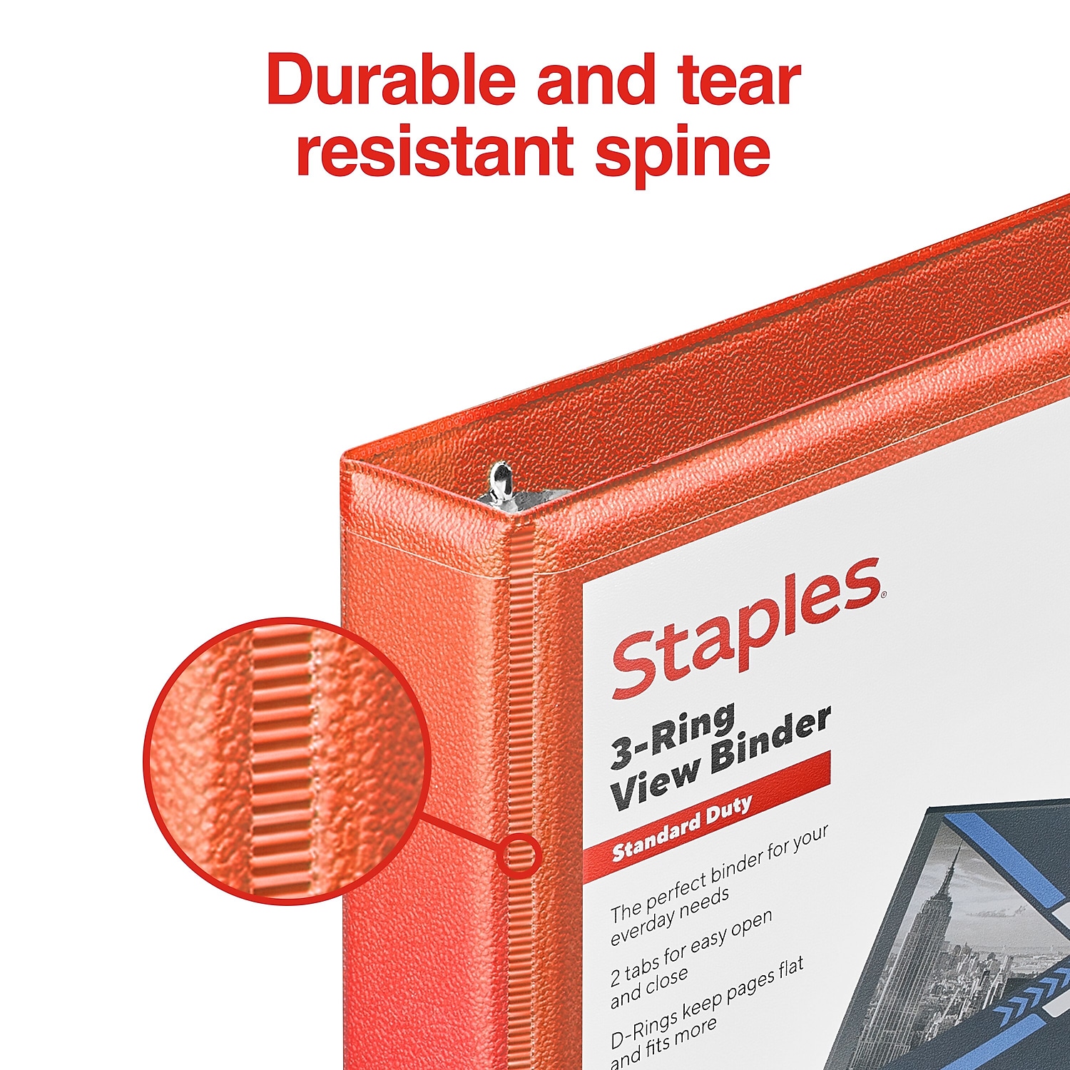 Staples Standard 1/2-Inch D-Ring Binder, Orange photo 4