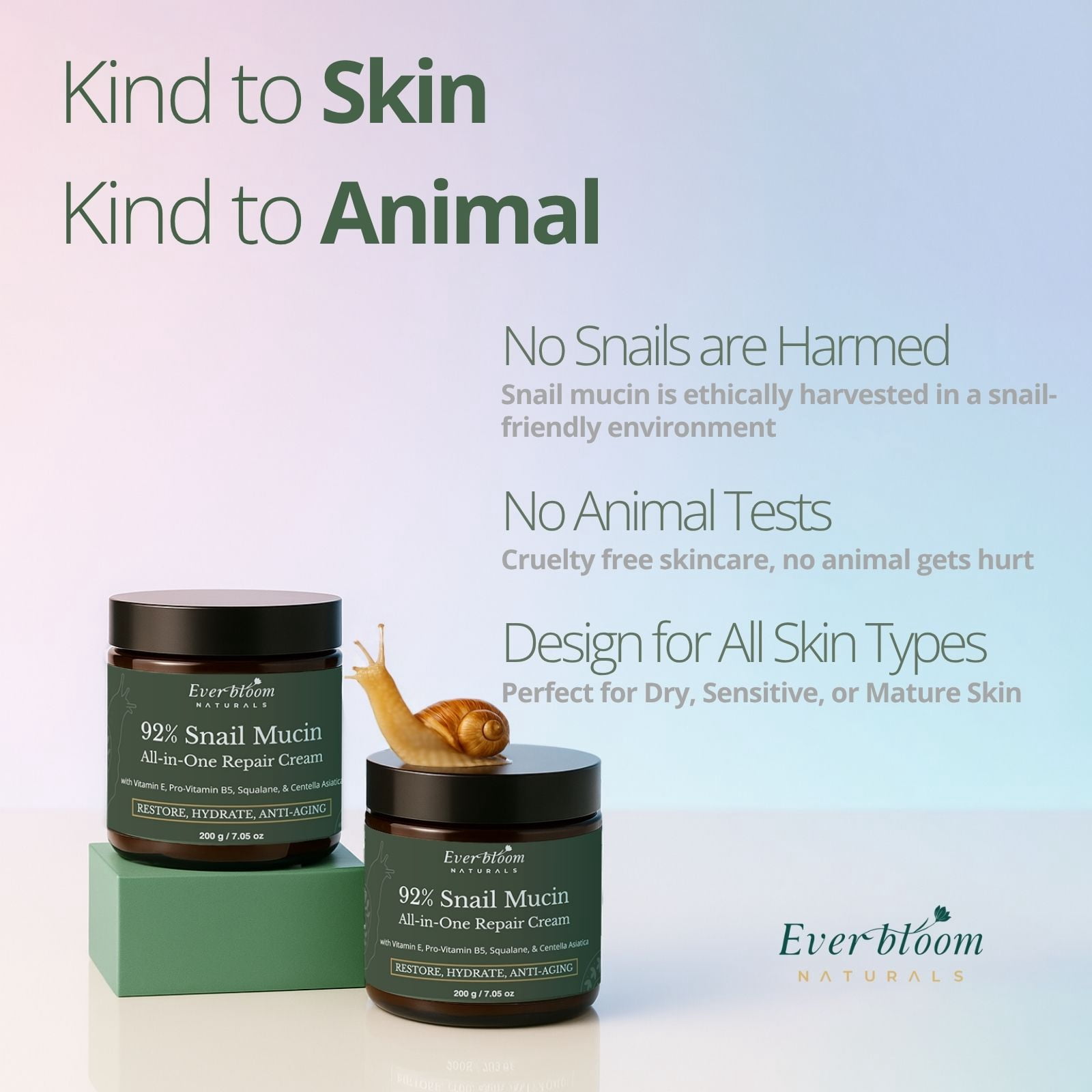 92% Snail Mucin Face Moisturizer Cream, 7oz Jar