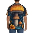 thumbnail image 3 of Fotbe Vintage Blue Leaf Mushroom Camisa Estampada de Manga Corta para Hombre, Casual de Verano, Estilo Playero, Sin Arrugas-4X-Large, 3 of 5