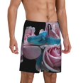 thumbnail image 2 of Fuzoiu Blue Lipped Pit Viper And Three Pink Roses Print Pajama Shorts for Men, Men's Pajama Bottoms,Mens Lounge Sleepwear,Pajama Pants with Pocket-X-Large, 2 of 6
