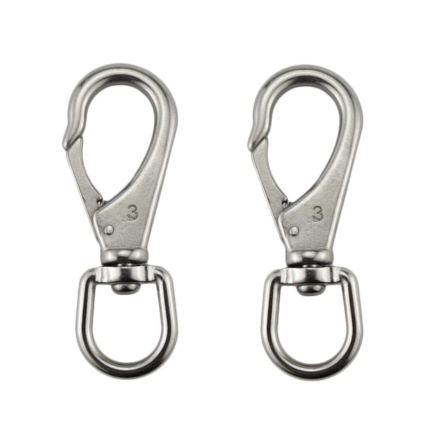 Crochets à Œil Pivotant en Acier Inoxydable 304 Taille3#(M7) Clips Marins Ressort de Drapeau Boucles pour Animaux de Compagnie (Paire)