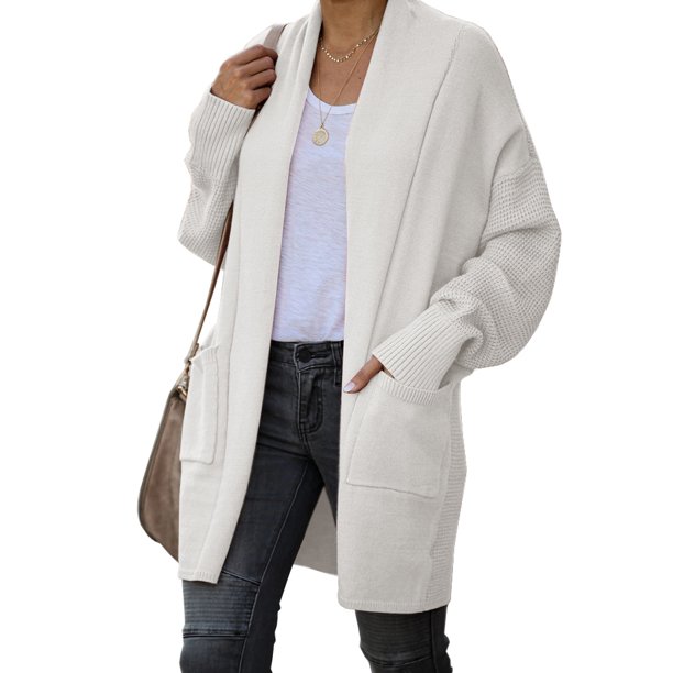 Women's Autumn And Winter Fashion Solid Color Thick Knit Middle Sweater Coat