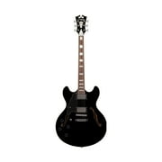 D'Angelico Premier DC Semi-Hollow Lefty Electric Guitar w/ Stop-Bar Tailpiece - Black
