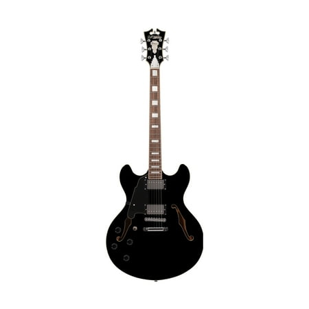 D'Angelico Premier DC Semi-Hollow Lefty Electric Guitar w/ Stop-Bar Tailpiece - Black