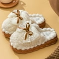 thumbnail image 4 of Luxalzxs Fuzzy Cute Bow Tie Slippers for Women, Comfy Memory Foam Cloudy Soft Warm Slippers Indoor Outdoor House Slippers, 4 of 5