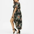 thumbnail image 2 of Pntutb Dresses for Women,Short Sleeve Floral Print Bell Sleeve High Low Maxi Dress, 2 of 3
