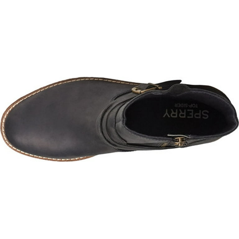 Women s Sperry Top Sider Seaport Storm Buckle Leather Bootie Black