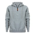 thumbnail image 2 of Momasggi Tactical Hoodies for Men Quarter Zip Pullover Tops Drawstring Long Sleeve Fleece Hooded Sweatshirts Fall Winter Outdoor Hoodie with Pockets Gray S, 2 of 8