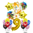 thumbnail image 1 of Globo de papel de aluminio para decoración de fiesta de cumpleaños, suministros de actividades para niños, juguetes de baño para bebés, Sonic azul, dibujos animados（26pcs7, 1 of 5