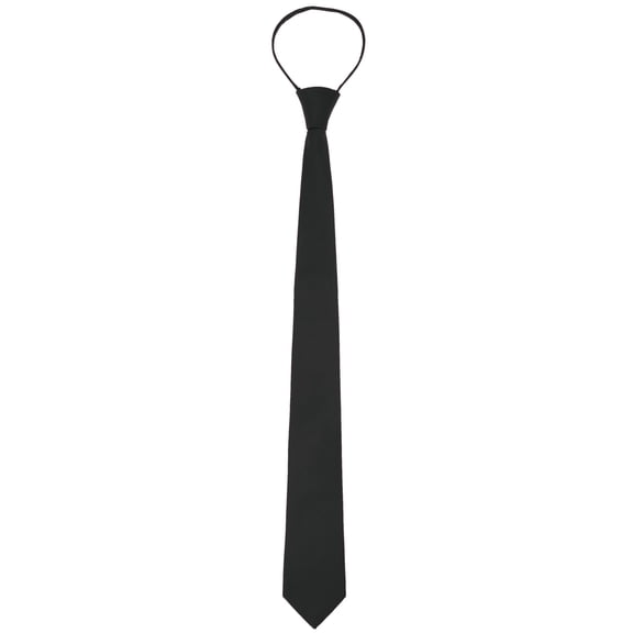 Men's 2" Skinny Slim Solid Color Adjustable Pre-Tied Satin Necktie Ties for Business Wedding One Size Black