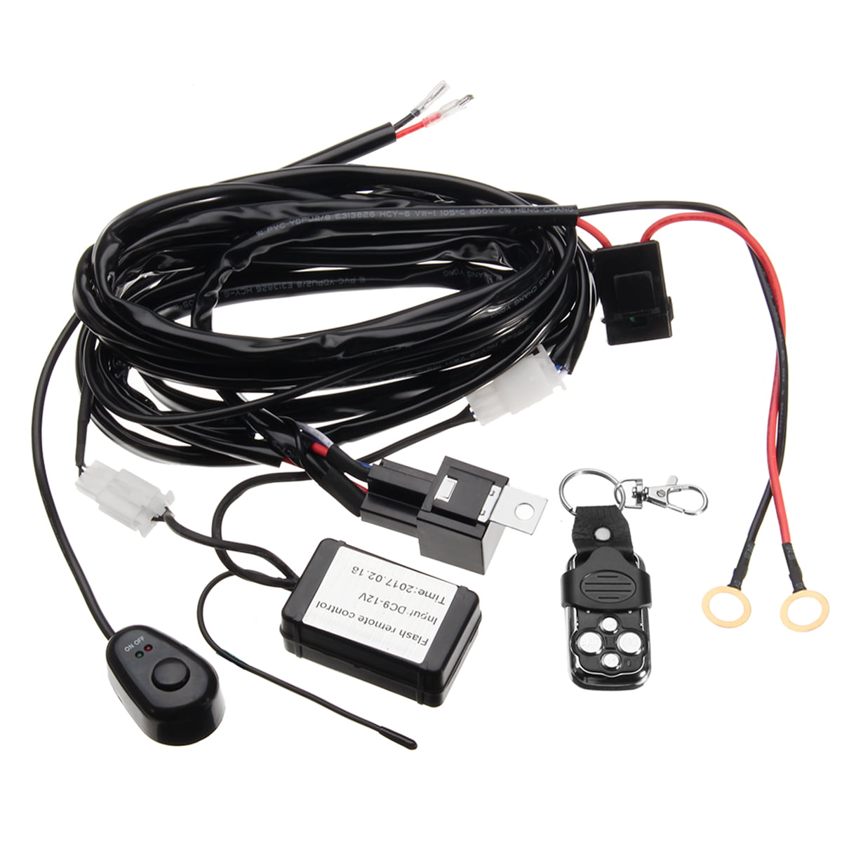 LED Light Bar Wiring Harness,200cm Light Bar LED Lamp Wiring 40A Relay Fuse On-off-strobe Remote Control Switch 