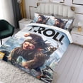 thumbnail image 3 of Troll y Yo Conjunto de sábanas temático, trío de piezas, cómodo y amigable con la piel, diseño único, regalo de decoración para el hogar para familiares, amigos y fans,173cm *218cm, 3 of 6
