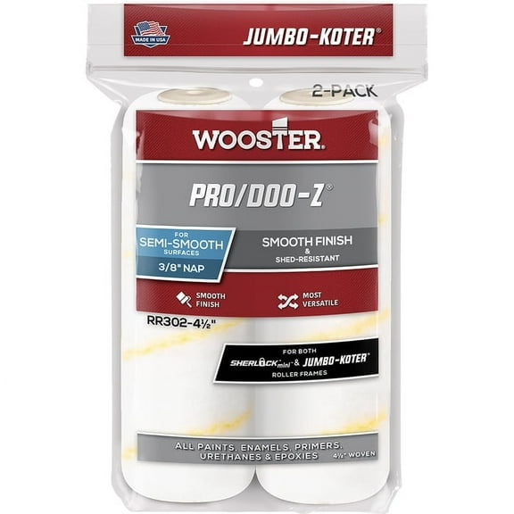 Wooster 4-1/2" Mini Paint Roller Cover, 3/8" Nap, Woven Fabric RR302-4 1/2