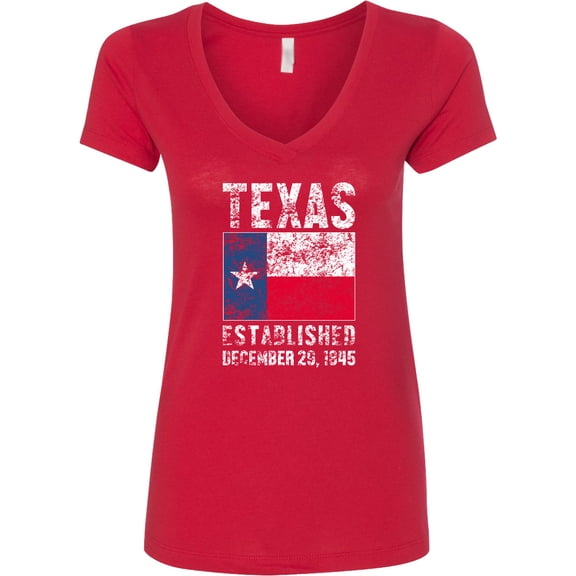 Inktastic Established December 29, 1845 Texas Flag Women's V-Neck T-Shirt