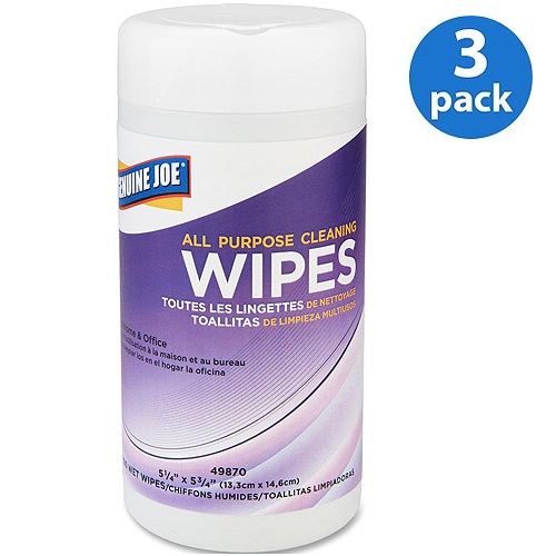 Genuine Joe All Purpose Cleaning Wipes, 100 sheets, Pack of 3
