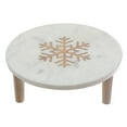 thumbnail image 2 of 3 Legs Round Marble Cake Stand With Wooden Snowflake Inlay, 2 of 4