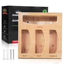 Dharmagic Storage Bag Organizer - Bamboo Storage Containers with Laser Engraved Labels Compatible with Gallon, Quart, Snack & Sandwich Bags from Most Brands - Fits Standard Kitchen Drawers