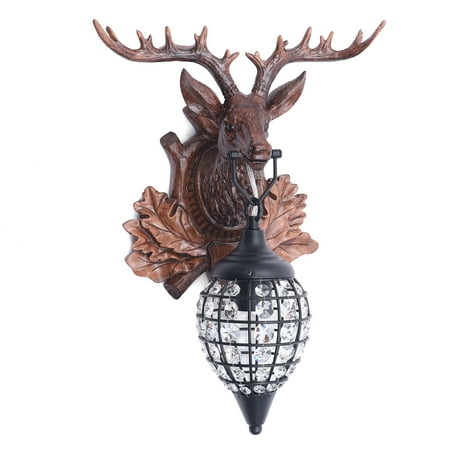 

Oukaning Antler Wall Sconce Lighting Wall Light Fixtures E14 Decor Wall Decor Home Lights with Antler and Crystal Rustic Deer