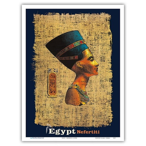Egypt - Nefertiti Egyptian Goddess - Vintage Travel Poster c.1950s - Master Art Print (Unframed) 9in x 12in