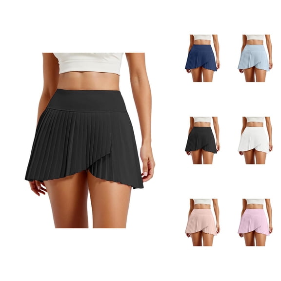 Tennis Skirts for Women Asymmetrical Slit Pleated Athletic Golf Skorts Mini Skirt