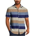 thumbnail image 2 of Men's Shirt Mens Shirts Casual Stylish Men Button Down Shirt Mens Shirts Short Sleeve Men Casual Fashion Turndown Collar Stripe Printing Short Sleeve Button Shirt Blouse, 2 of 6
