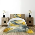 thumbnail image 2 of Ambesonne Yellow Quilted Bedspread Set 2 Pcs, Brush Strokes Contemporary, Twin Size, Pale Orange and Blue Grey, 2 of 4