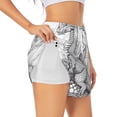 thumbnail image 3 of Lsque Dragon Nest Sketch Printed Women's Running Shorts with Liner Pockets,Elastic Quick Dry Workout Athletic Gym Yoga Shorts,Womens High Waist Shorts-Medium, 3 of 9
