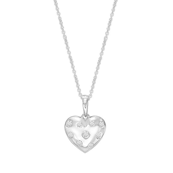 1/4 Carat Lab Created Moissanite Diamond Heart Pendant Necklace in 18K White Gold Plated Sterling Silver (0.25ct, D Color, VVS1 Clarity) Jewelry Gift for Women Her