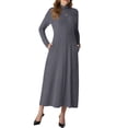 thumbnail image 2 of Cueply Dresses for Women Casual Long Sleeve Fall Spring Mock Neck Pullover Long Dresses with Pockets, 2 of 4