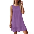 thumbnail image 7 of Gamivast Dresses for Women Sleeveless Scoop Neck Bow Back Ruffle Hem Mini Dress A Line Swing Dress Casual Dress Beach Dress Vacation Dress Purple XL, 7 of 7